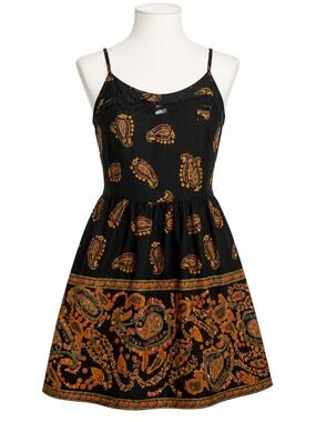 American Rag CIE Black Paisley Boho Sleeveless Mini Dress - Size L